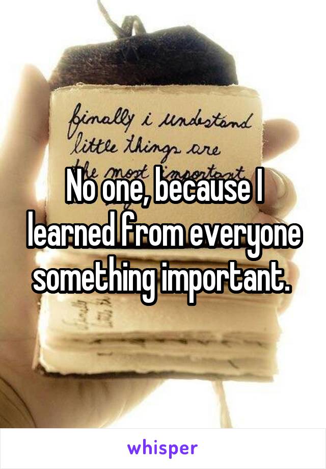 No one, because I learned from everyone something important. 