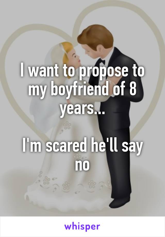 I want to propose to my boyfriend of 8 years...

I'm scared he'll say no