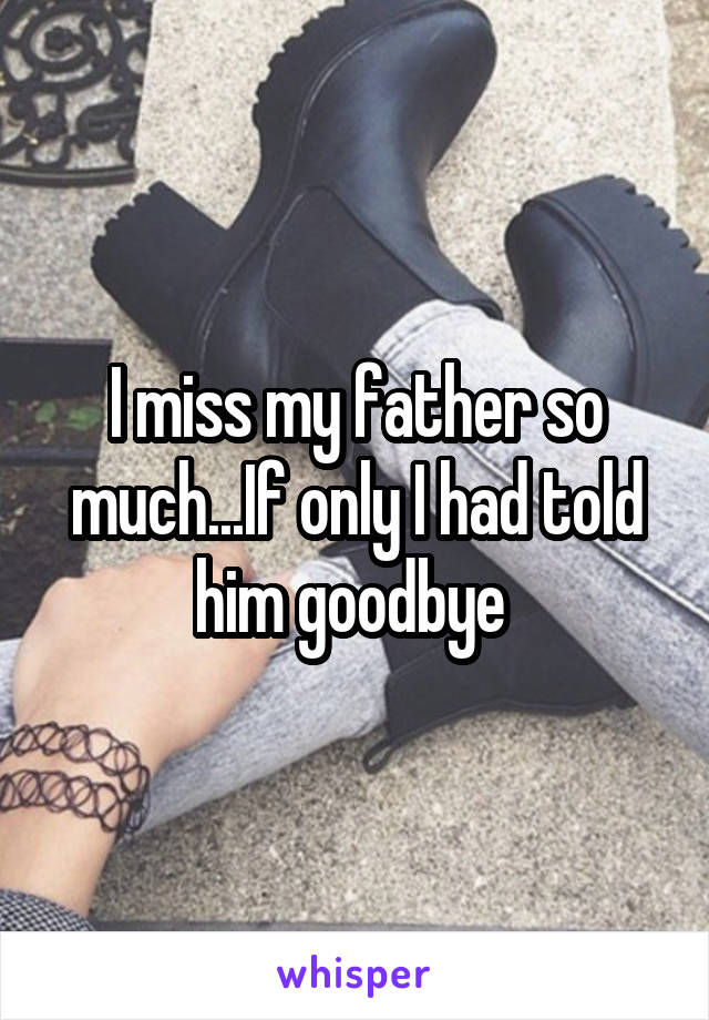 I miss my father so much...If only I had told him goodbye 