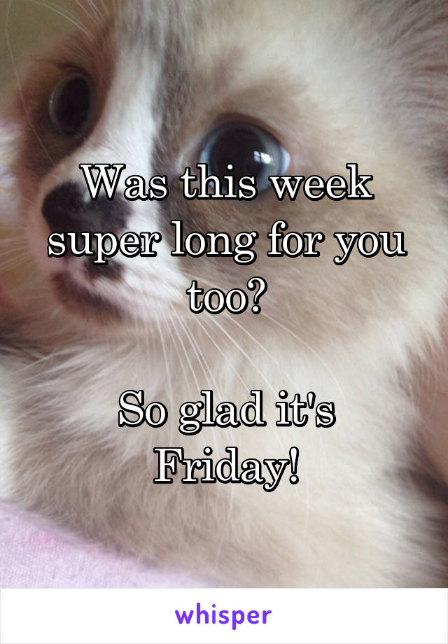 Was this week super long for you too?

So glad it's Friday!