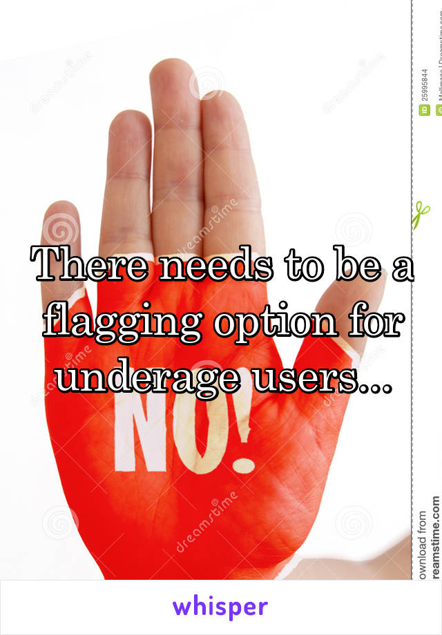 There needs to be a flagging option for underage users...