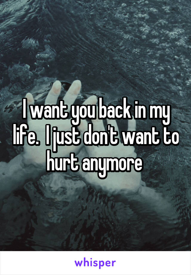 I want you back in my life.  I just don't want to hurt anymore 