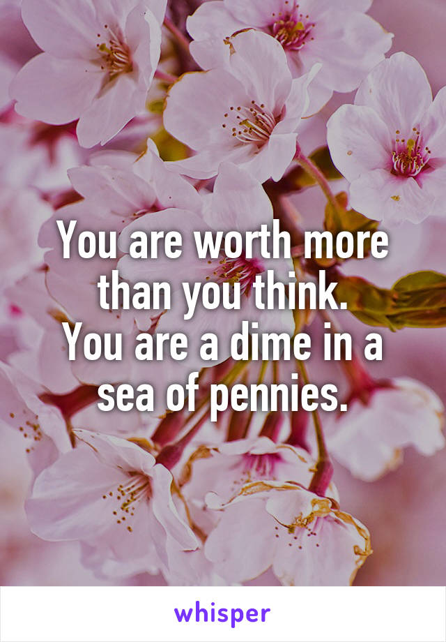 You are worth more than you think.
You are a dime in a sea of pennies.