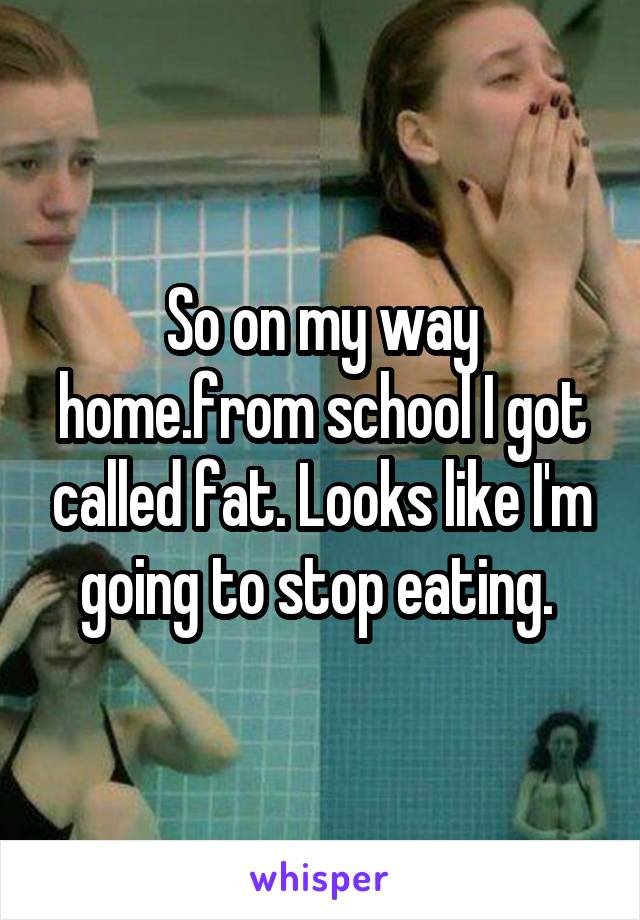 So on my way home.from school I got called fat. Looks like I'm going to stop eating. 