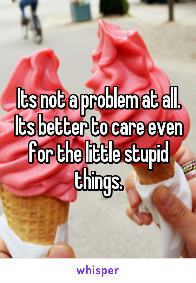 Its not a problem at all. Its better to care even for the little stupid things.