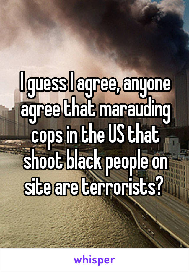 I guess I agree, anyone agree that marauding cops in the US that shoot black people on site are terrorists? 