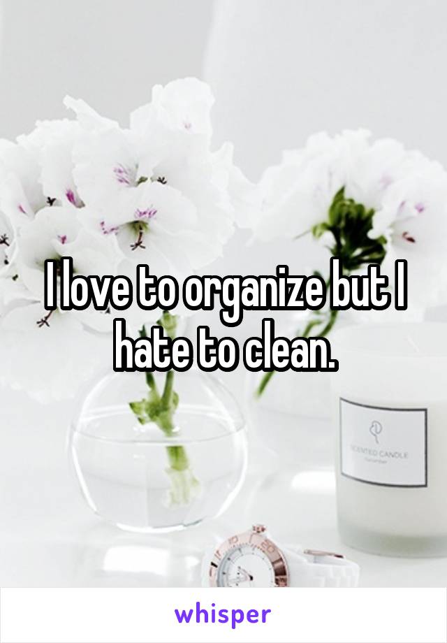 I love to organize but I hate to clean.