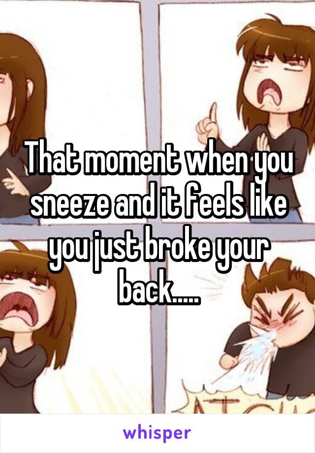 That moment when you sneeze and it feels like you just broke your back.....