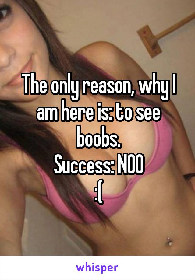 The only reason, why I am here is: to see boobs.
Success: NOO
:(