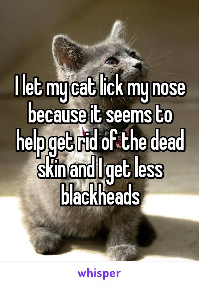 I let my cat lick my nose because it seems to help get rid of the dead skin and I get less blackheads