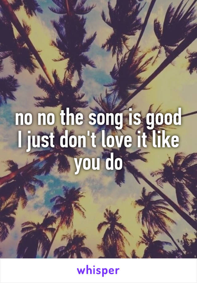 no no the song is good I just don't love it like you do