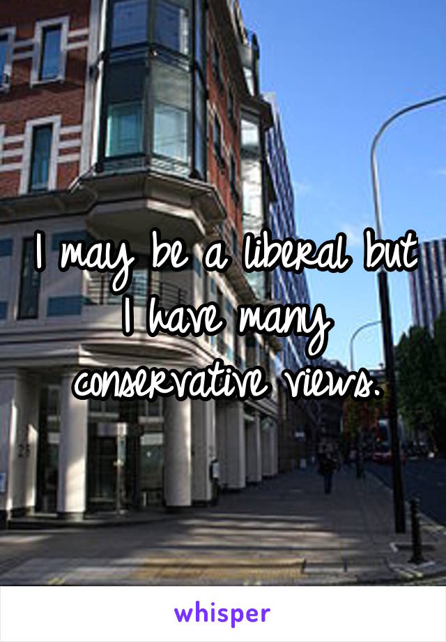 I may be a liberal but I have many conservative views.