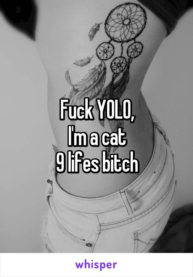 Fuck YOLO,
I'm a cat
9 lifes bitch