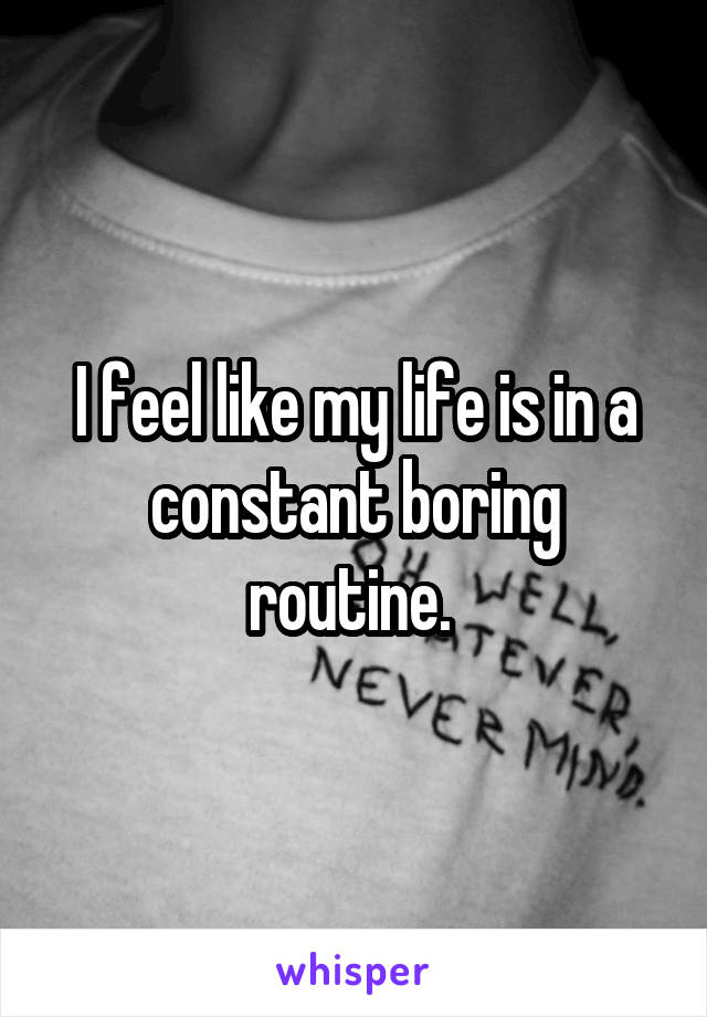 I feel like my life is in a constant boring routine. 