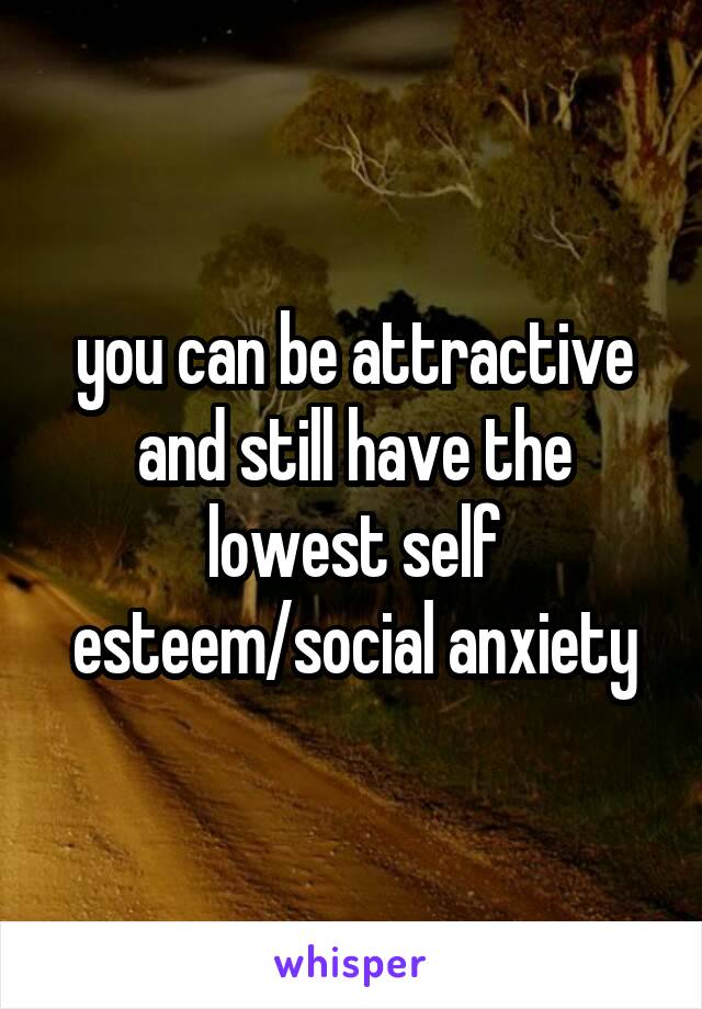 you can be attractive and still have the lowest self esteem/social anxiety