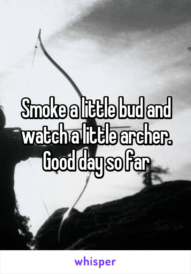 Smoke a little bud and watch a little archer. Good day so far