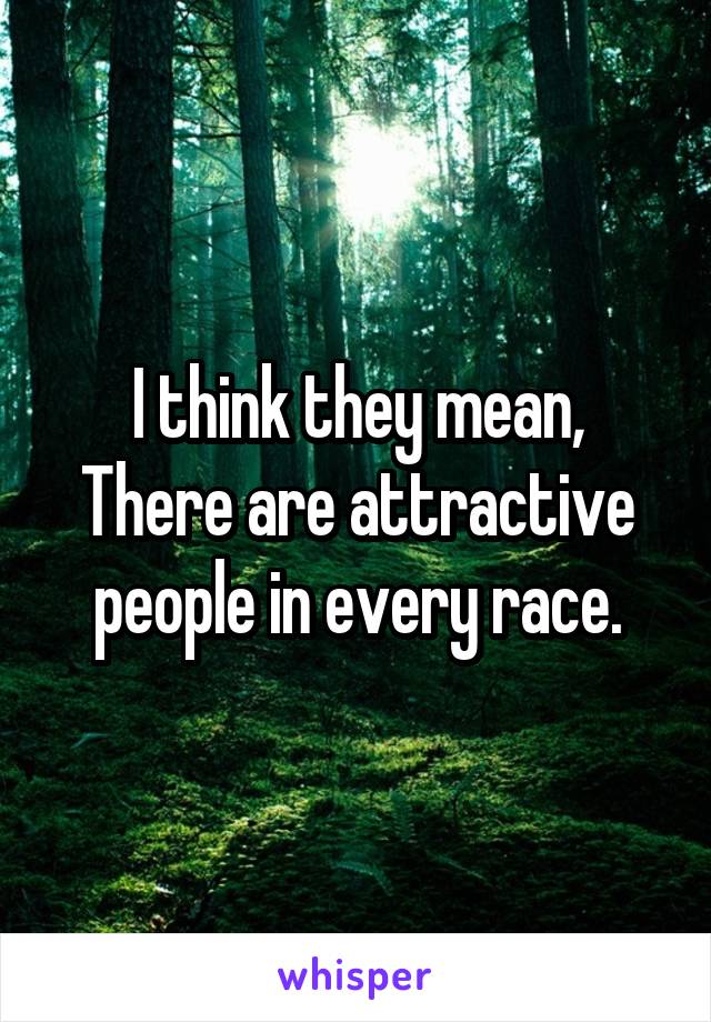 I think they mean,
There are attractive people in every race.