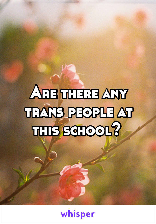 Are there any trans people at this school? 