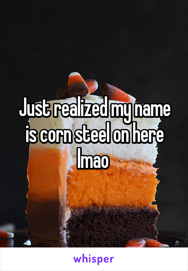 Just realized my name is corn steel on here lmao 