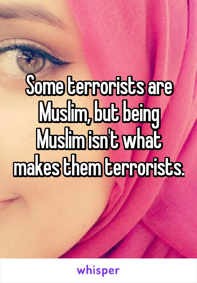 Some terrorists are Muslim, but being Muslim isn't what makes them terrorists. 