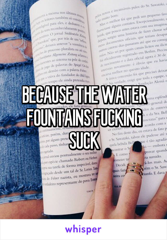 BECAUSE THE WATER FOUNTAINS FUCKING SUCK