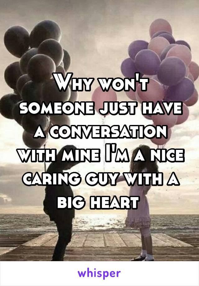 Why won't someone just have a conversation with mine I'm a nice caring guy with a big heart 