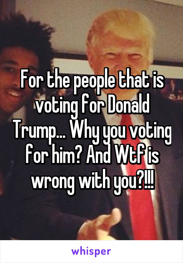 For the people that is voting for Donald Trump... Why you voting for him? And Wtf is wrong with you?!!!