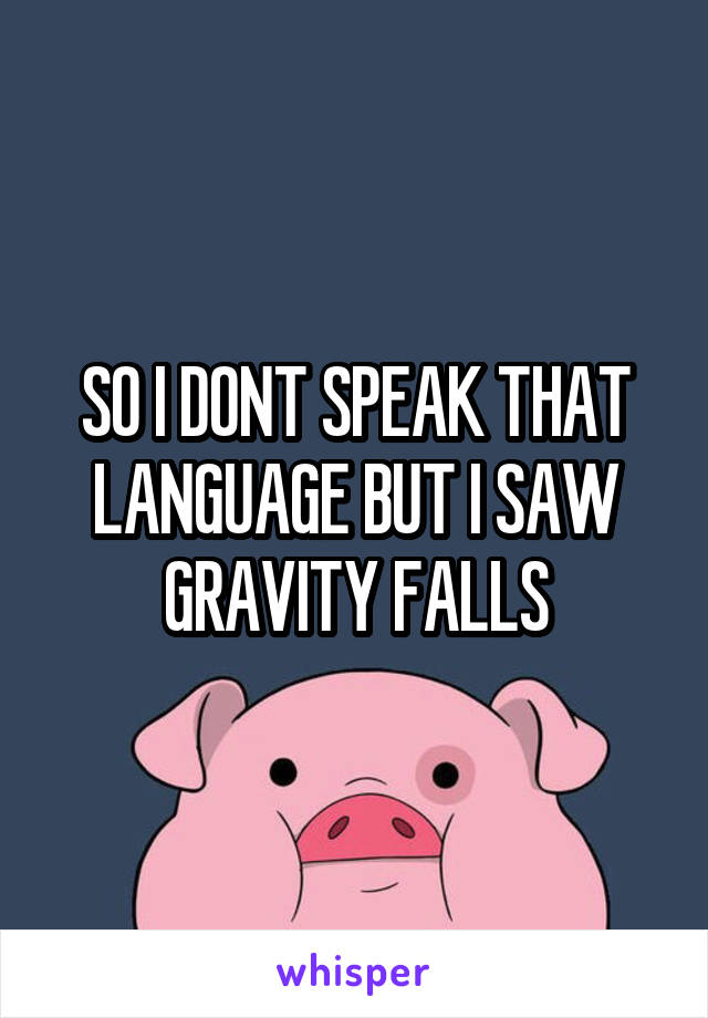 SO I DONT SPEAK THAT LANGUAGE BUT I SAW GRAVITY FALLS