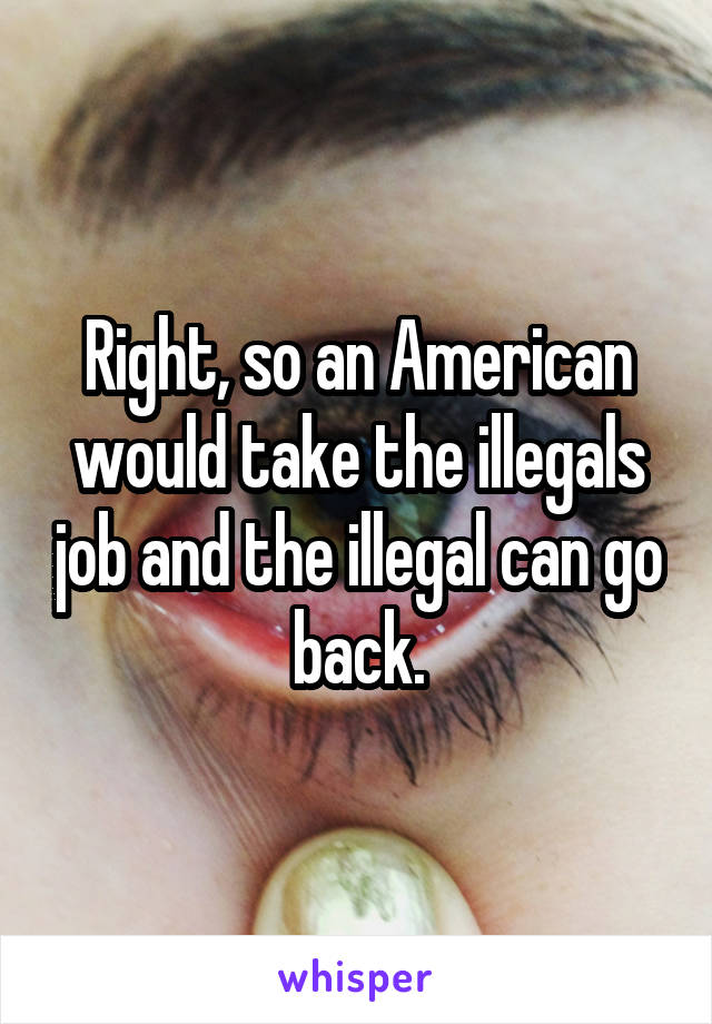 Right, so an American would take the illegals job and the illegal can go back.