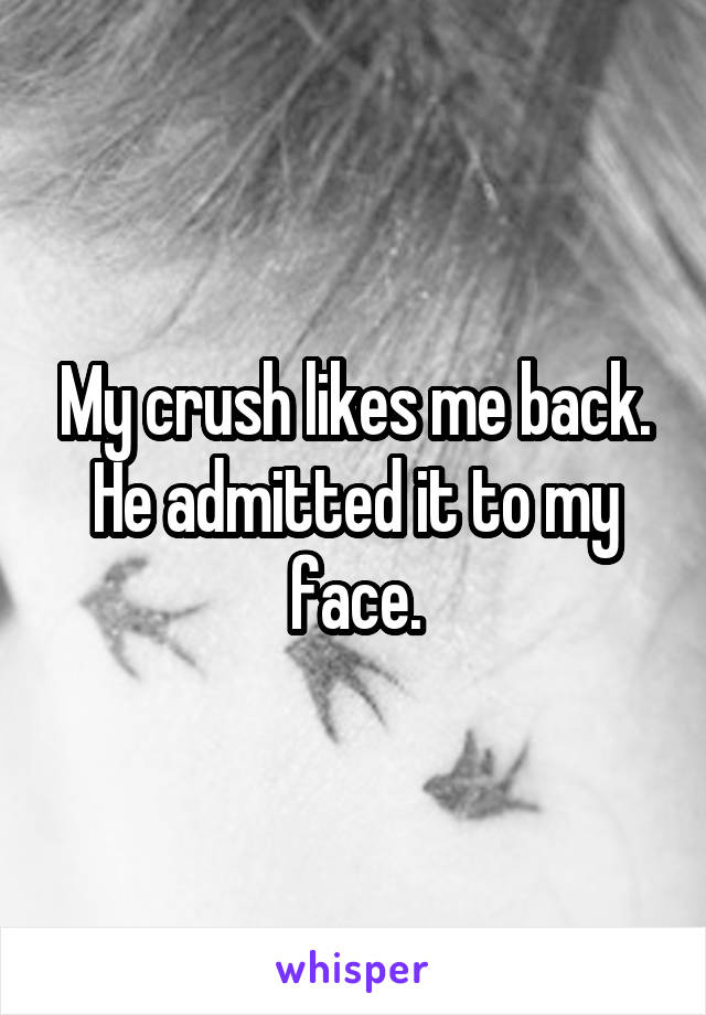 My crush likes me back. He admitted it to my face.