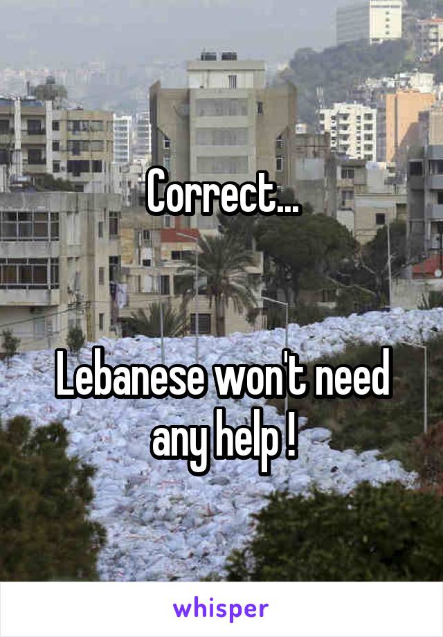 Correct...


Lebanese won't need any help !