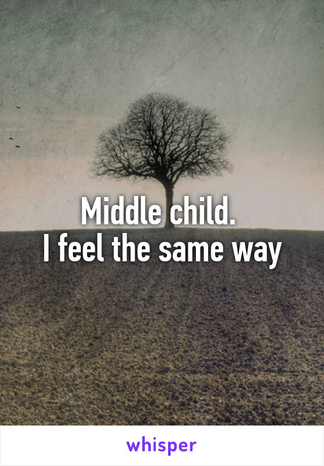 Middle child. 
I feel the same way