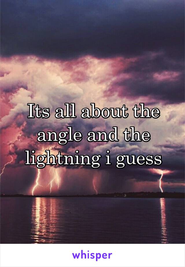 Its all about the angle and the lightning i guess