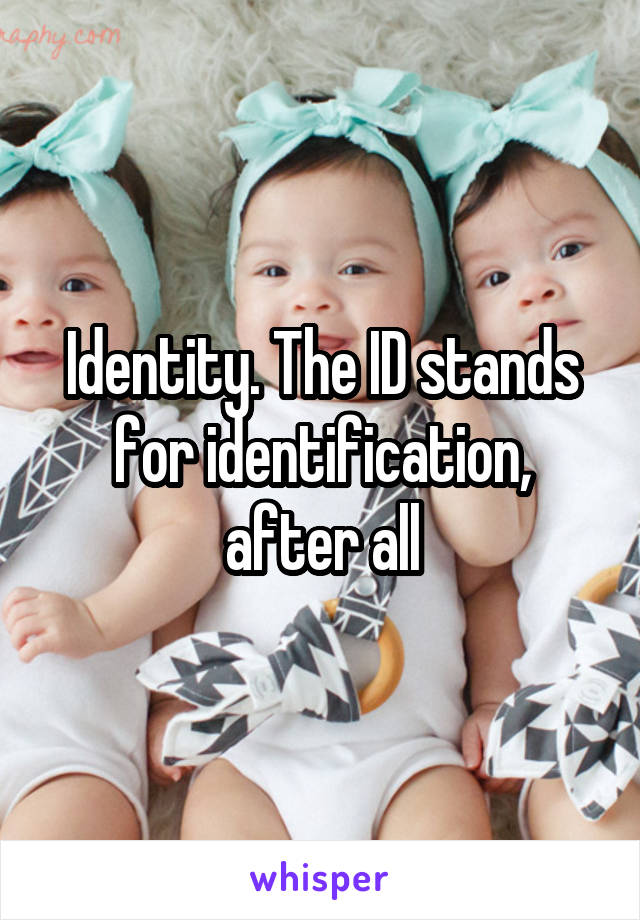 Identity. The ID stands for identification, after all