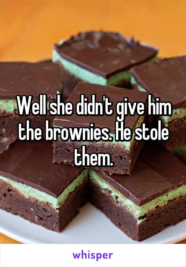 Well she didn't give him the brownies. He stole them.