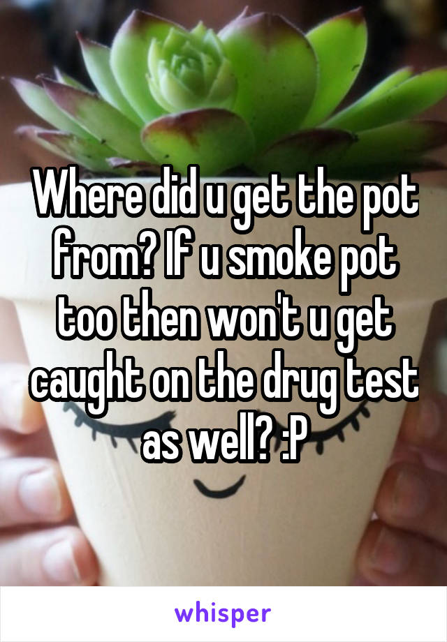 Where did u get the pot from? If u smoke pot too then won't u get caught on the drug test as well? :P