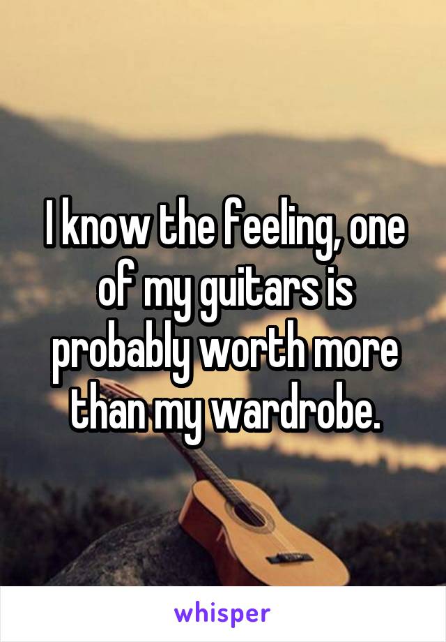 I know the feeling, one of my guitars is probably worth more than my wardrobe.