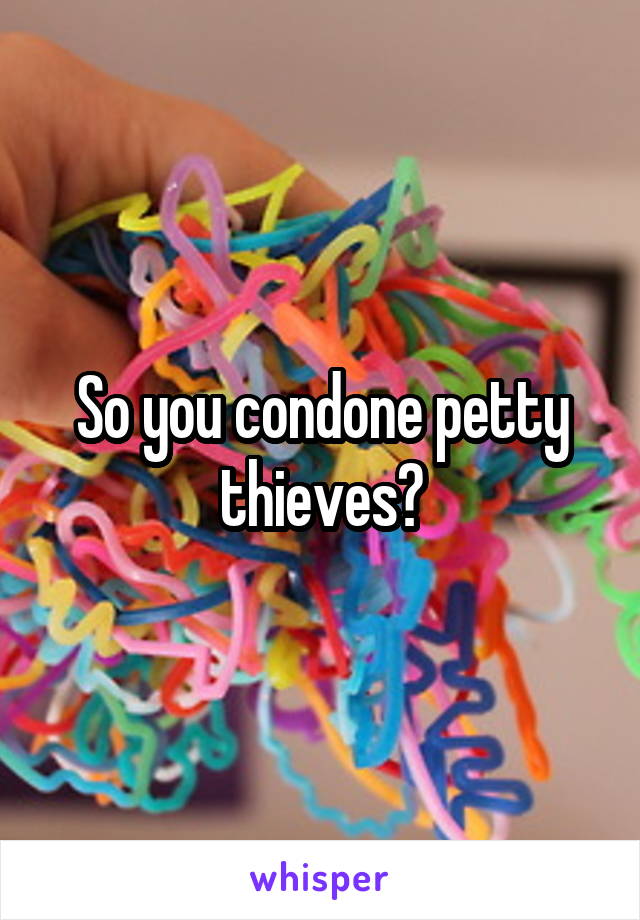 So you condone petty thieves?