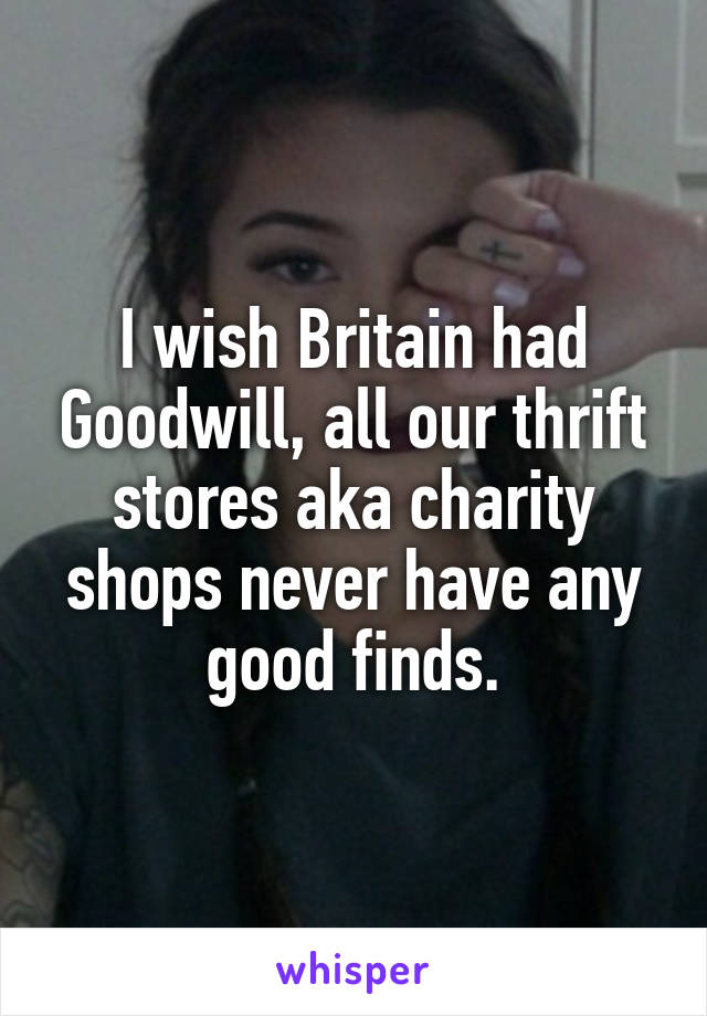 I wish Britain had Goodwill, all our thrift stores aka charity shops never have any good finds.