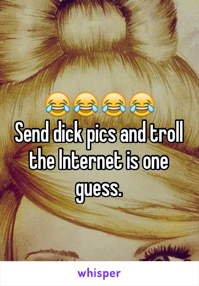 😂😂😂😂
Send dick pics and troll the Internet is one guess. 