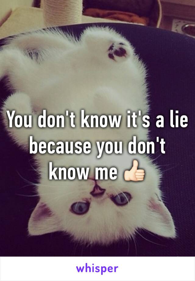 You don't know it's a lie because you don't know me 👍🏻