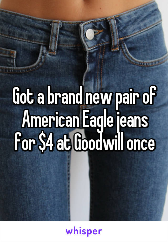 Got a brand new pair of American Eagle jeans for $4 at Goodwill once