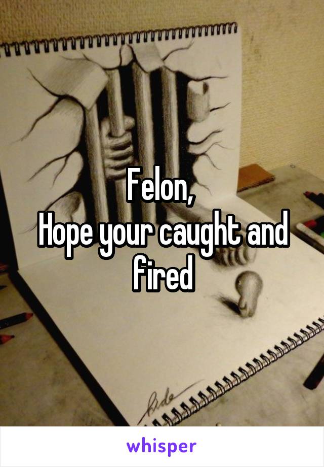 Felon, 
Hope your caught and fired