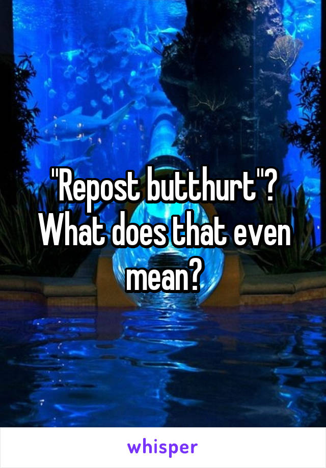 "Repost butthurt"? What does that even mean?