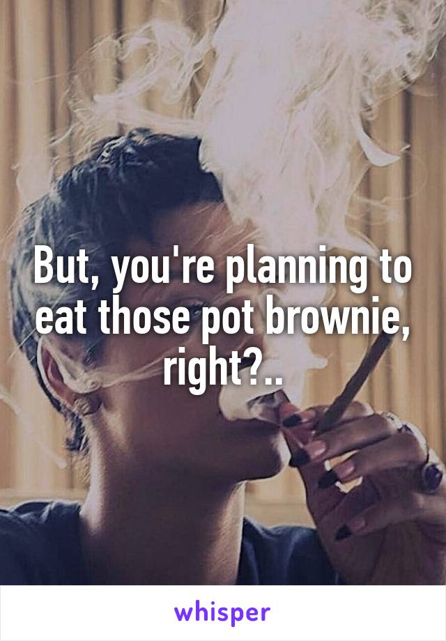 But, you're planning to eat those pot brownie, right?..