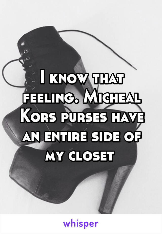 I know that feeling. Micheal Kors purses have an entire side of my closet 