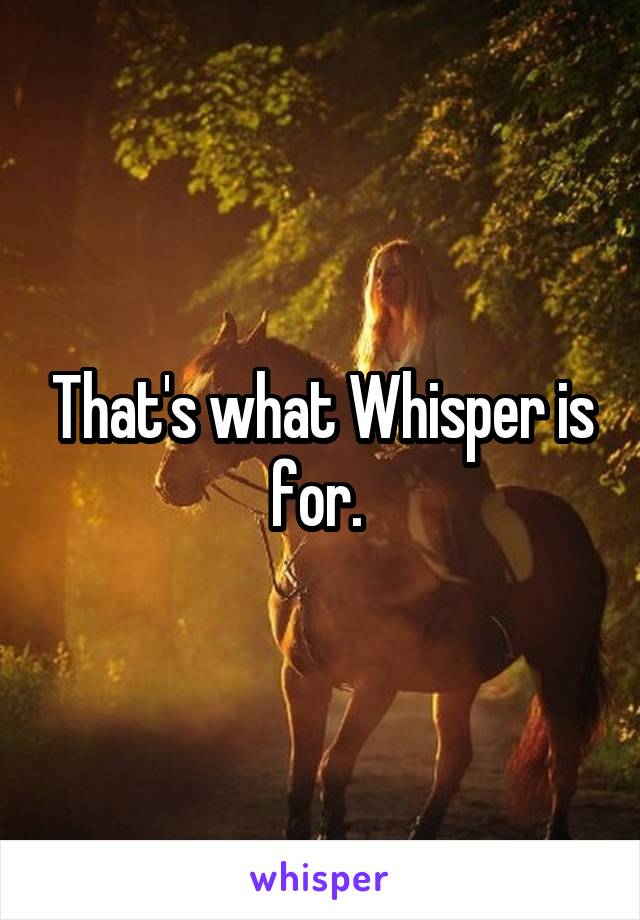 That's what Whisper is for. 