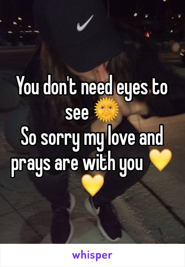 You don't need eyes to see 🌞
So sorry my love and prays are with you 💛💛