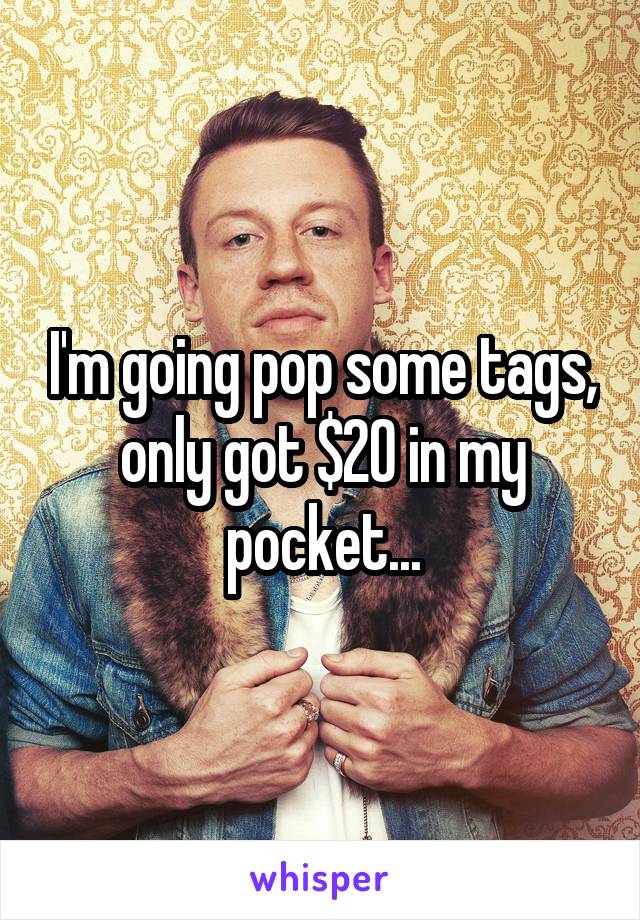 I'm going pop some tags, only got $20 in my pocket...