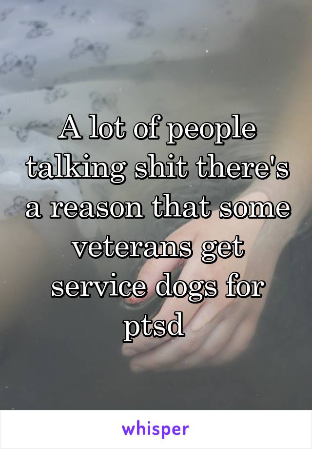 A lot of people talking shit there's a reason that some veterans get service dogs for ptsd 